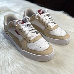 Puma White and Burgundy Carter Color Block Sneakers